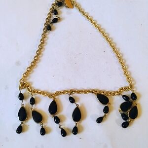 White House Black Market Gold And Black 18" Drop Dangle Necklace.